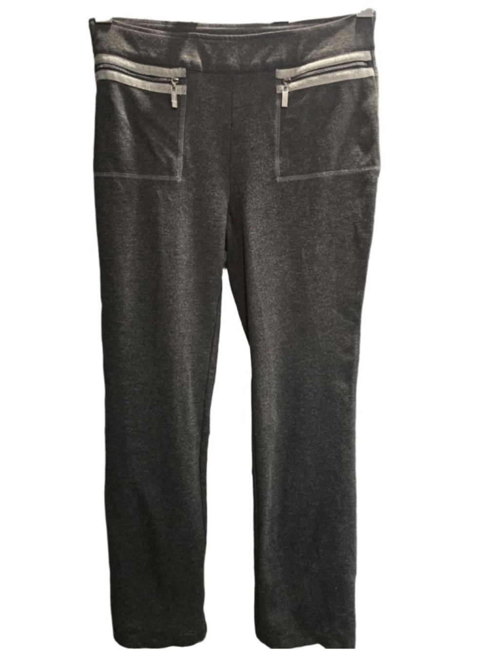 SPANNER Gray Straight Leg Pants Size 6 with Silver Zippers